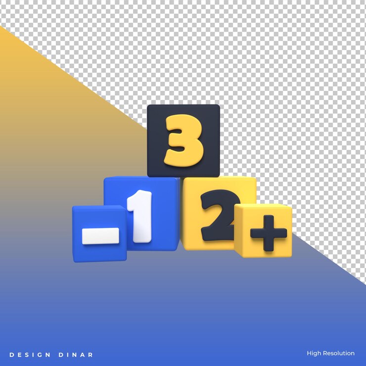 PSD número en 3d blender para presentación de aplicaciones o web de activos gráficos u otros