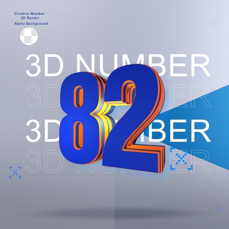 PSD numero 3d blu grassetto82