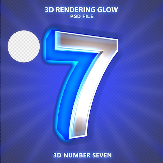 PSD numéro 3d blue glow