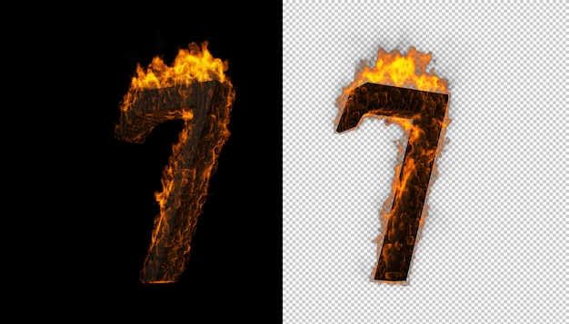 Numero 3d che prende effetto del fuoco e delle fiamme