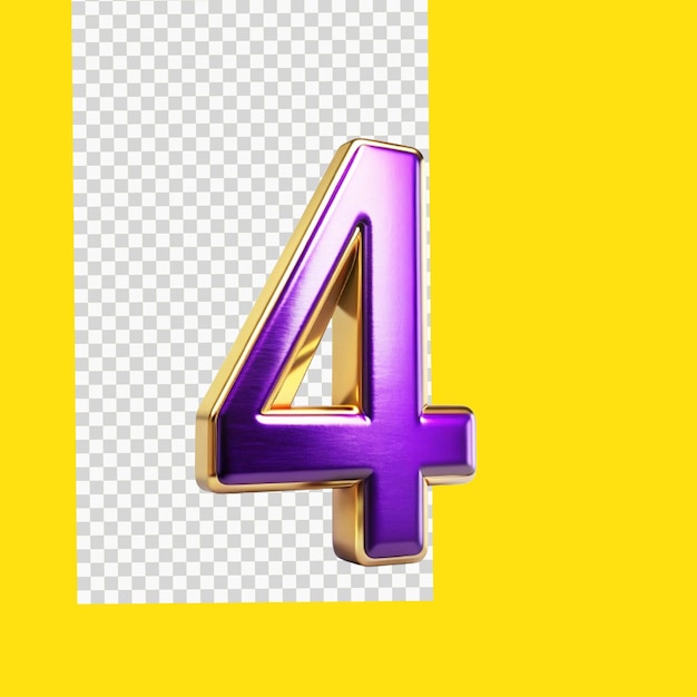 número 3D colorido isolado em fundo transparente