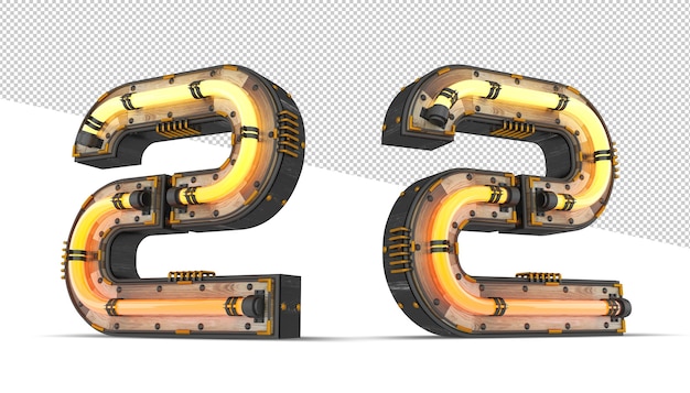 Número 3d de madeira com efeito de luz neon