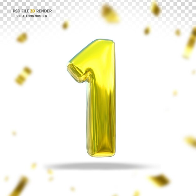 Número 3D Globo Dorado 1