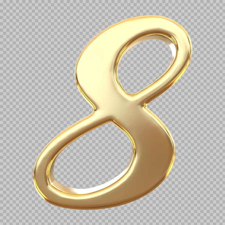 PSD numero 3d gold render