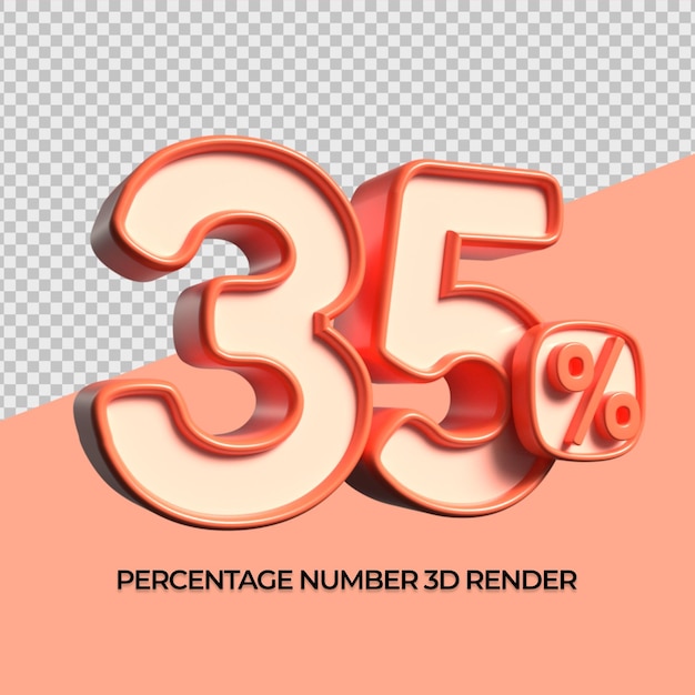 PSD número 3d laranja para venda com desconto de 35 números percentuais progres