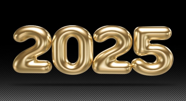 Número 3D de oro para el año nuevo 2025