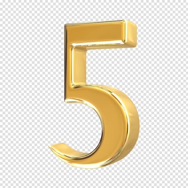 número, 3d, oro, render