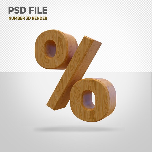 Número 3d render madera