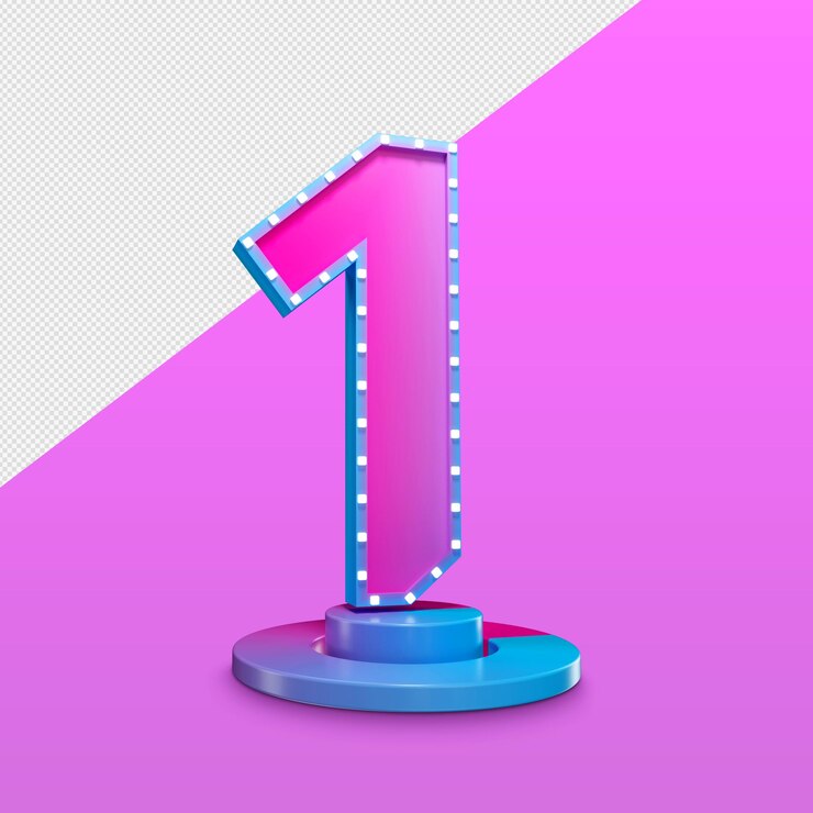 PSD número uno 3d render premium psd