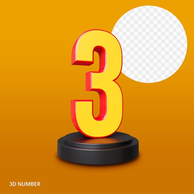 número 3d render premium psd