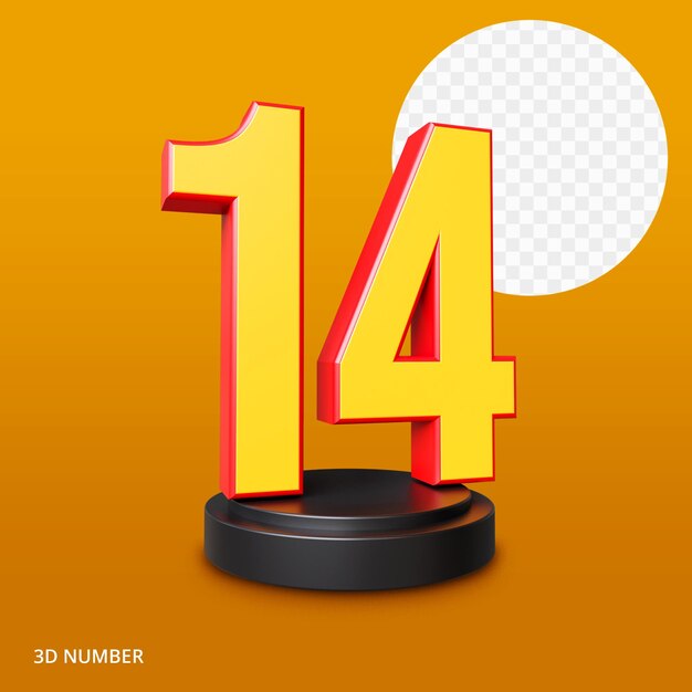 número 3d render premium psd