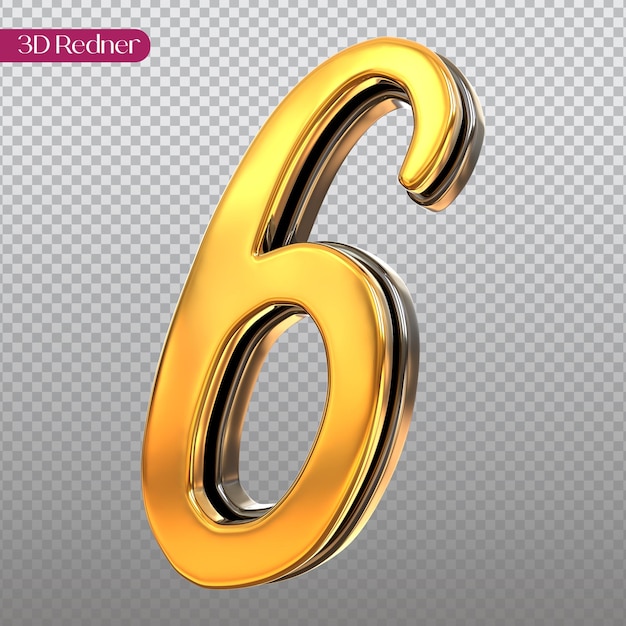 Número 3D renderizado de oro