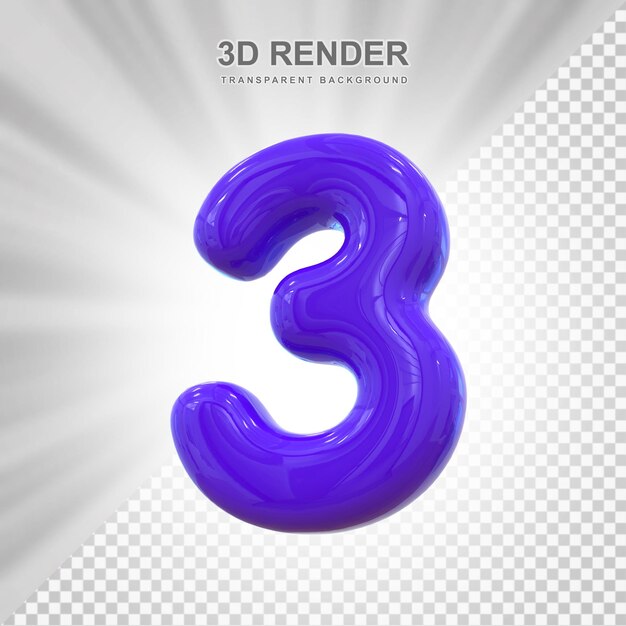 PSD número 3d roxo