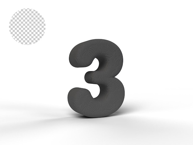 NUMÉRO 3D AVEC TEXTURE NOIRE - RENDU 3D