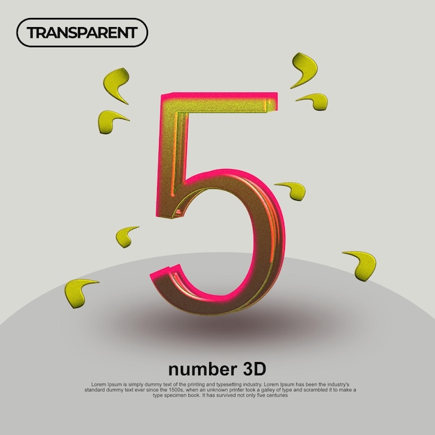 número 3d verde rosa vetor 5