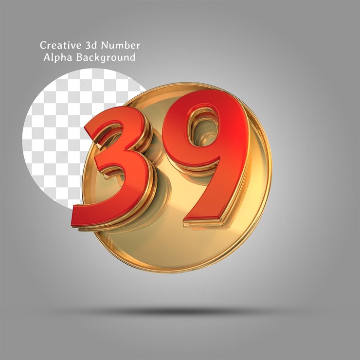 PSD número 3d vermelho criativo 39