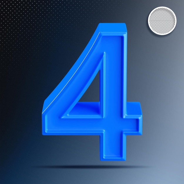 Número 4 en 3D azul
