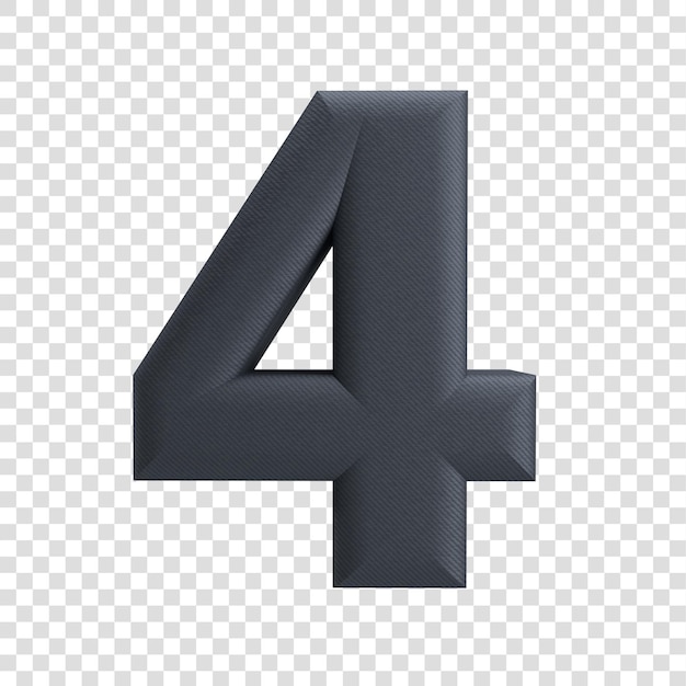 Numéro 4 3D avec fond transparent