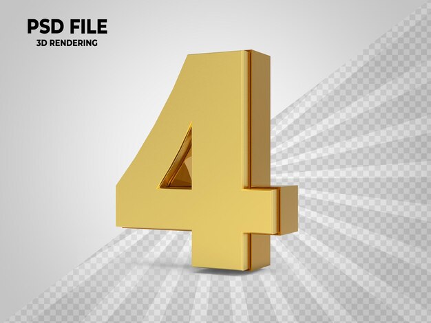 Número 4 3D Gold