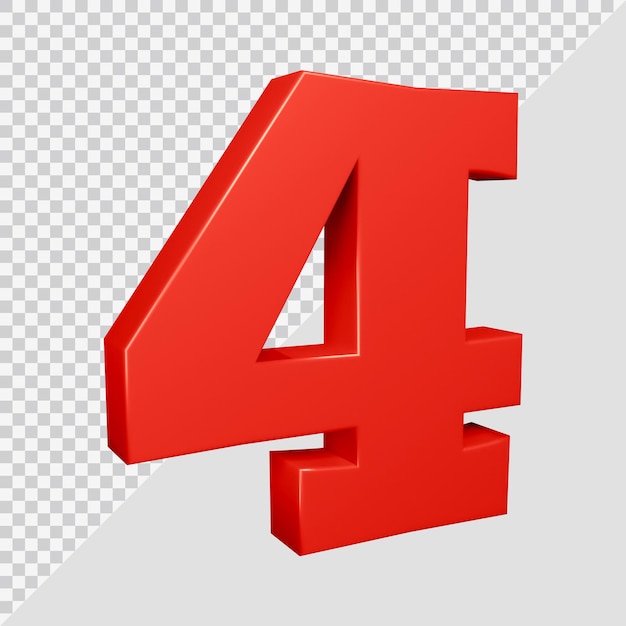 Número 4 en 3d render