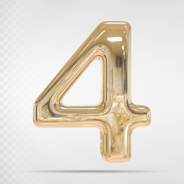 Numero 4 3D Rendering dorato