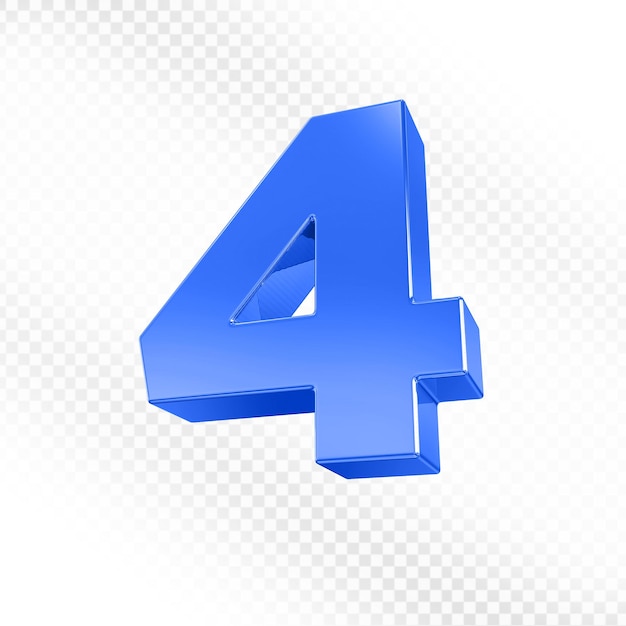 Numero 4 blu in 3D