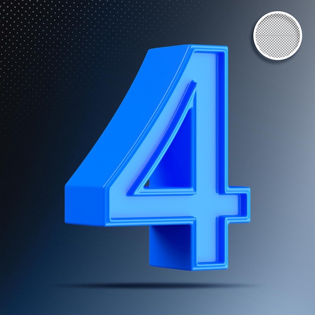 Numero 4 blu in 3D