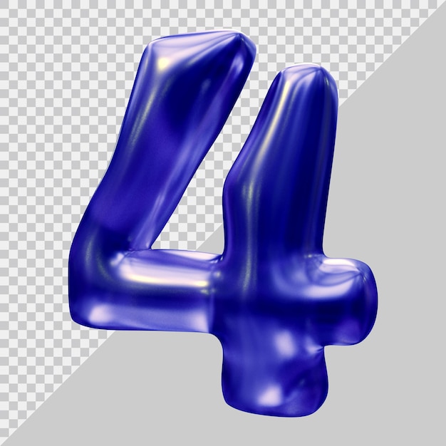 Número 4 com estilo 3d moderno