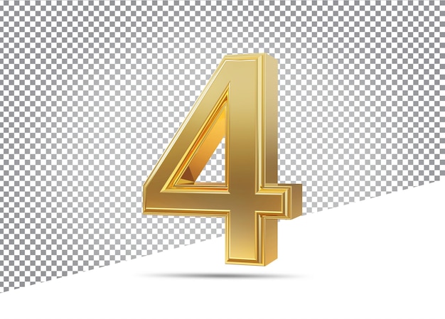 Numero 4 d'oro 3d