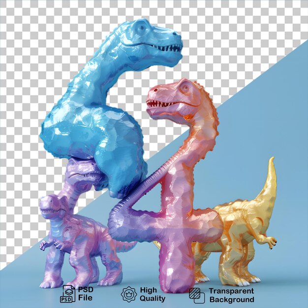 PSD número 4 con estilo de dibujos animados de dinosaurios aislados en fondo transparente incluir archivo png