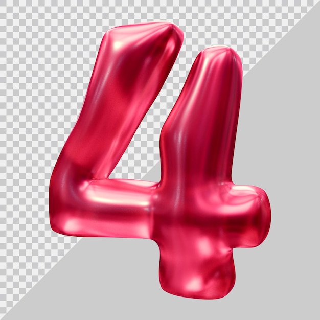 Número 4 con estilo moderno 3d