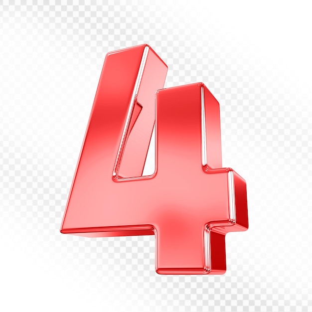 Número 4 Número 3D rojo