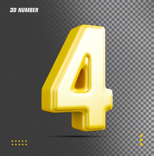 número 4 oro 3d lujo