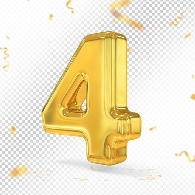 Número 4 de oro 3D