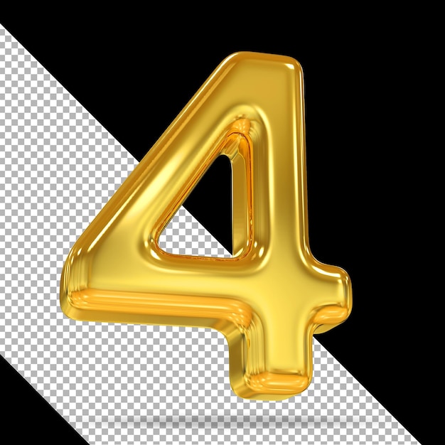 Número 4 oro estilos 3d