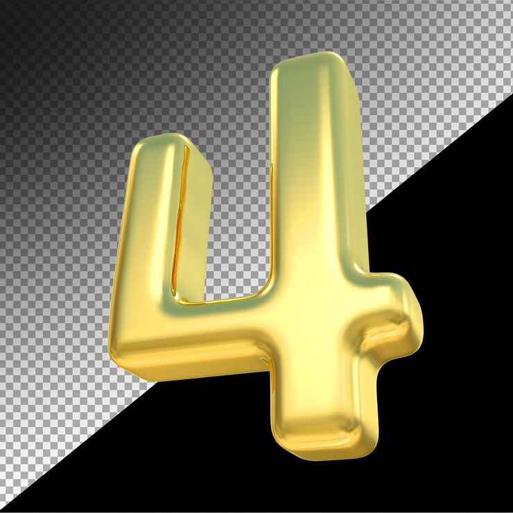 PSD número 4 oro lujo 3d
