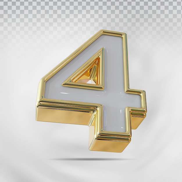 Numero 4 Rendering 3d di lusso in oro