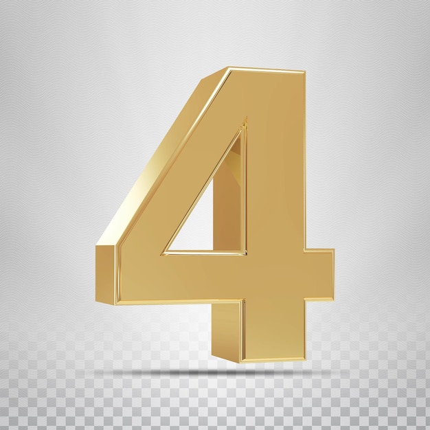 Numéro 4 avec rendu 3d Style Gold