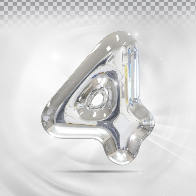 Número 4 silver 3d luxo