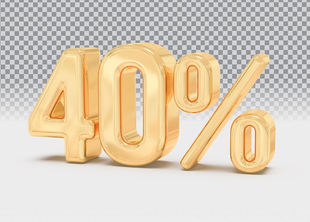 Numero 40 percento oro 3d