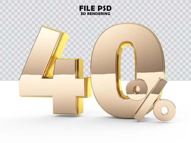 Número 40 renderizado de lujo dorado 3d