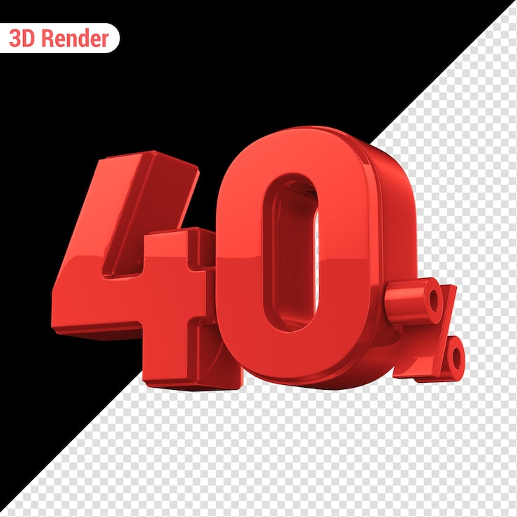 PSD número 40 renderizado en rojo 3d