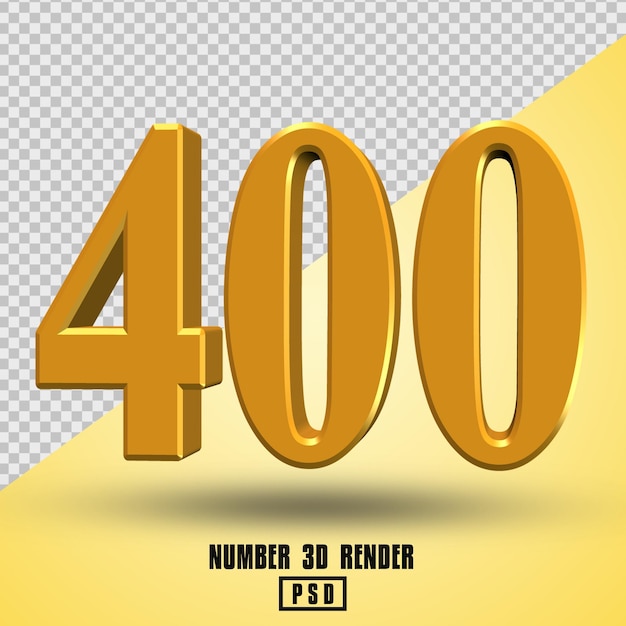 numero 400 rendering 3d colore oro giallo