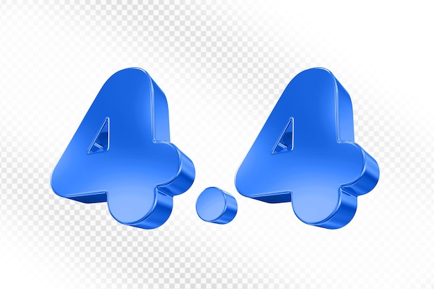 Número 44 azul en 3D