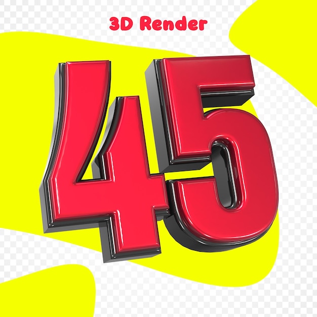 Número 45 Renderização 3D