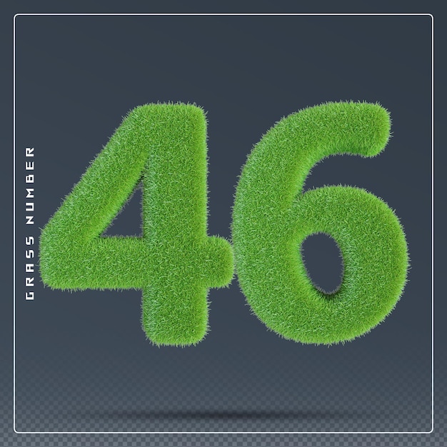 numero 46 erba verde render 3d