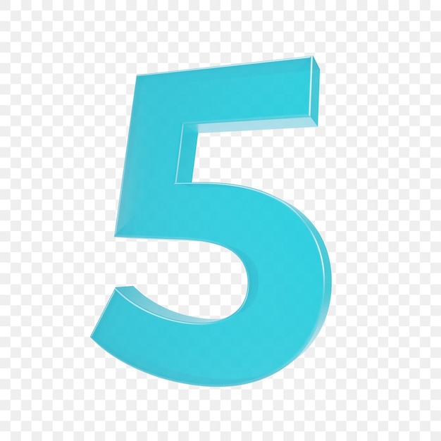 Número 5 3D com fundo transparente