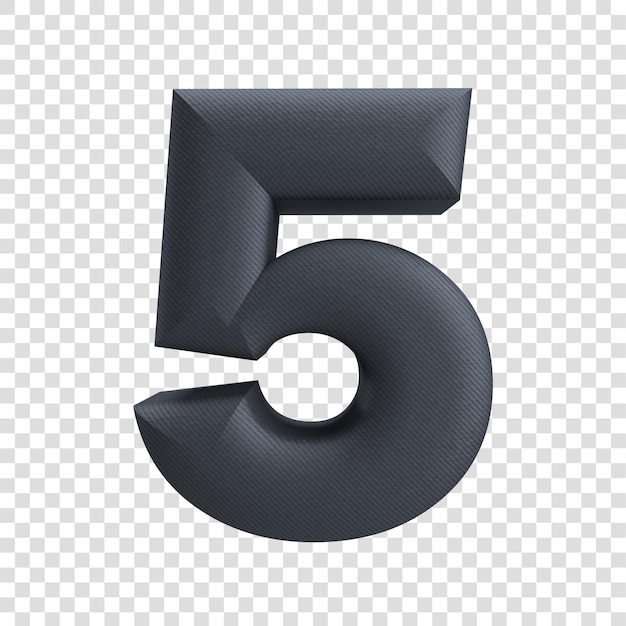 Numero 5 3D con sfondo trasparente