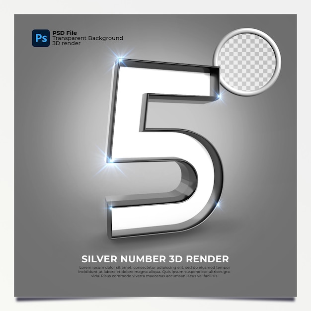 Numéro 5 3d Render Silver Style Avec Des éléments