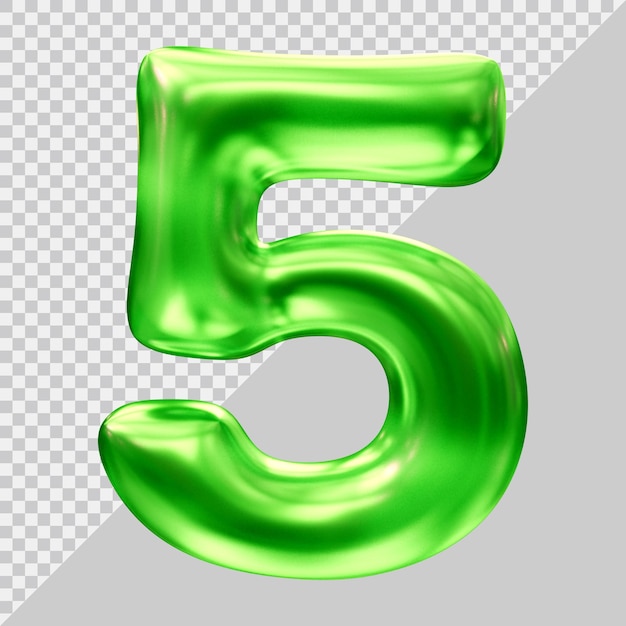 Número 5 con estilo moderno 3d